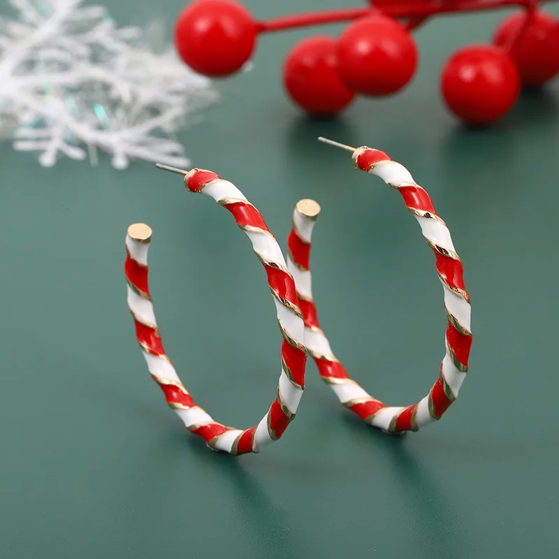 Celebrity Style Durable Tribal Enamel Color Block Alloy Ear Studs - Classic Wholesale Christmas Design