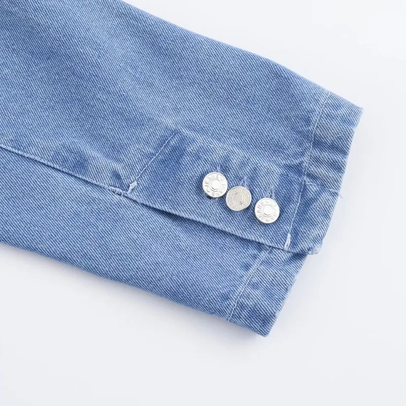 gallery women's clothing Affordable top women clothing brands Unique Women's Minimalist Glistening Denim Streetwear Single Breasted Jacket fresh produce women's clothing
