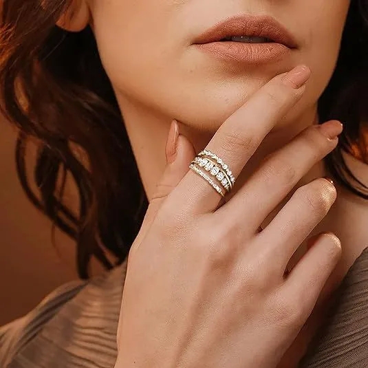 latest fashion jewelry Modern fashion jewelry accessories Luxury Zircon Diamond Ring Set - Custom-Fit Delicate & Non-Toxic for Engagement & Anniversary fashion jewelry keychain made in china