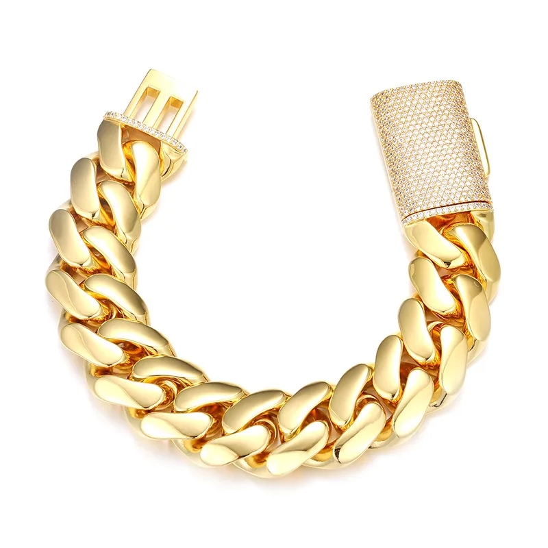 lord of the rings men's jewelry Handmade Vintage Gold-Plated Copper Cuban Bracelet with men's jewelry for wedding Zircon Buckle - Refined Elegance in Stock men's jewelry storage