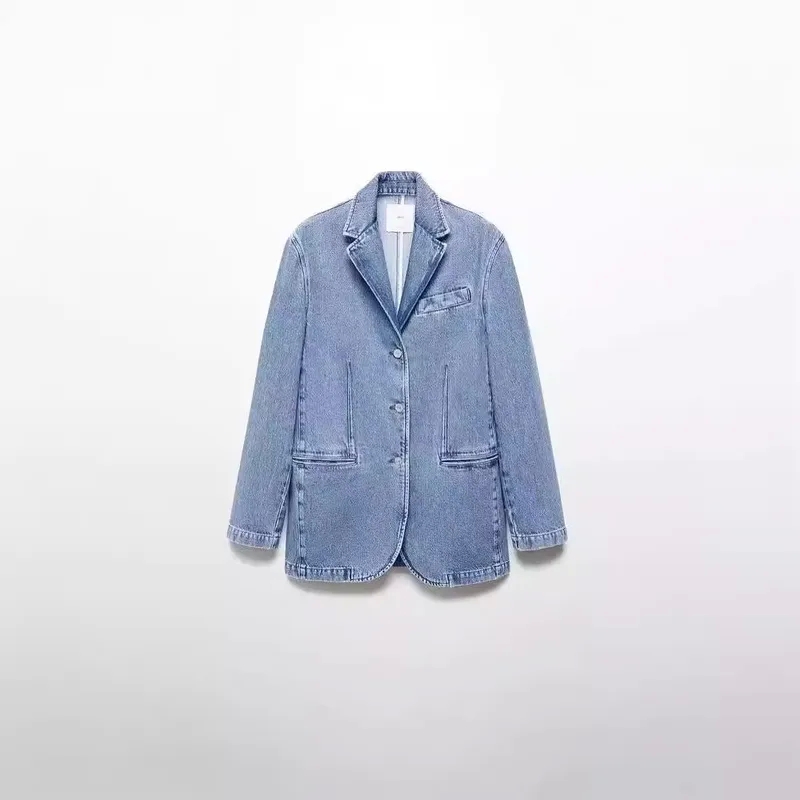 mature women's clothing online Affordable Unique Women's Minimalist Glistening Denim Streetwear Single Breasted 98 degrees women's clothing Jacket shop women's clothing