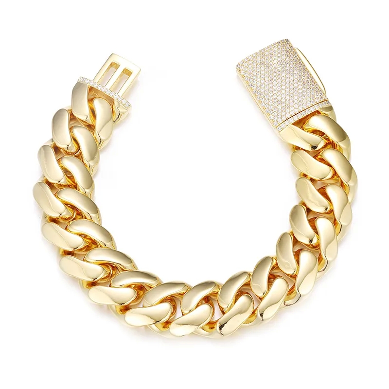 men jewelry jade Handmade Vintage Gold-Plated Copper Cuban Bracelet with Zircon Buckle high quality affordable jewelry men - Refined Elegance in Stock men's jewelry holder