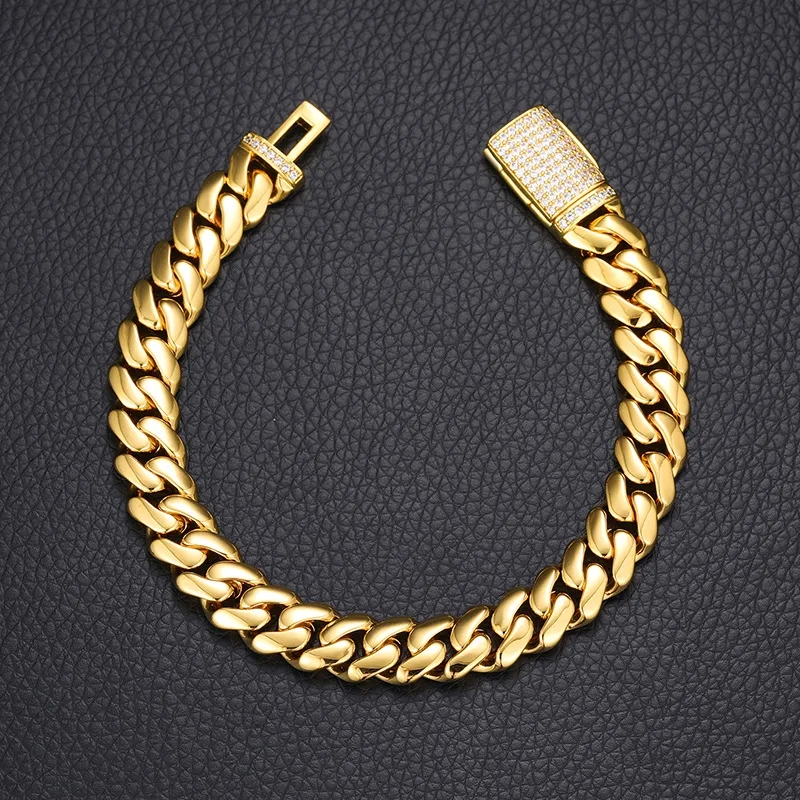 men's jewelry 1920s Handmade Vintage 6 rings men's clothing Gold-Plated Copper Cuban Bracelet with Zircon Buckle - Refined Elegance in Stock men's jewelry online shopping