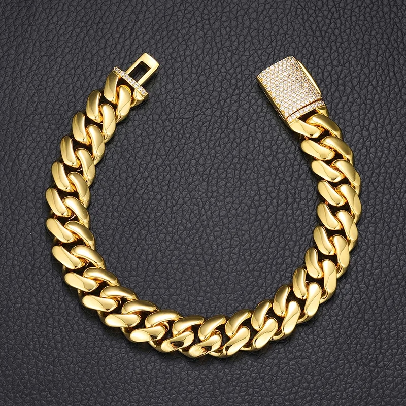 men's jewelry saks fifth avenue Handmade Vintage Gold-Plated Copper Cuban men's jewelry brands list Bracelet with Zircon Buckle - Refined Elegance in Stock yellow sapphire men's jewelry