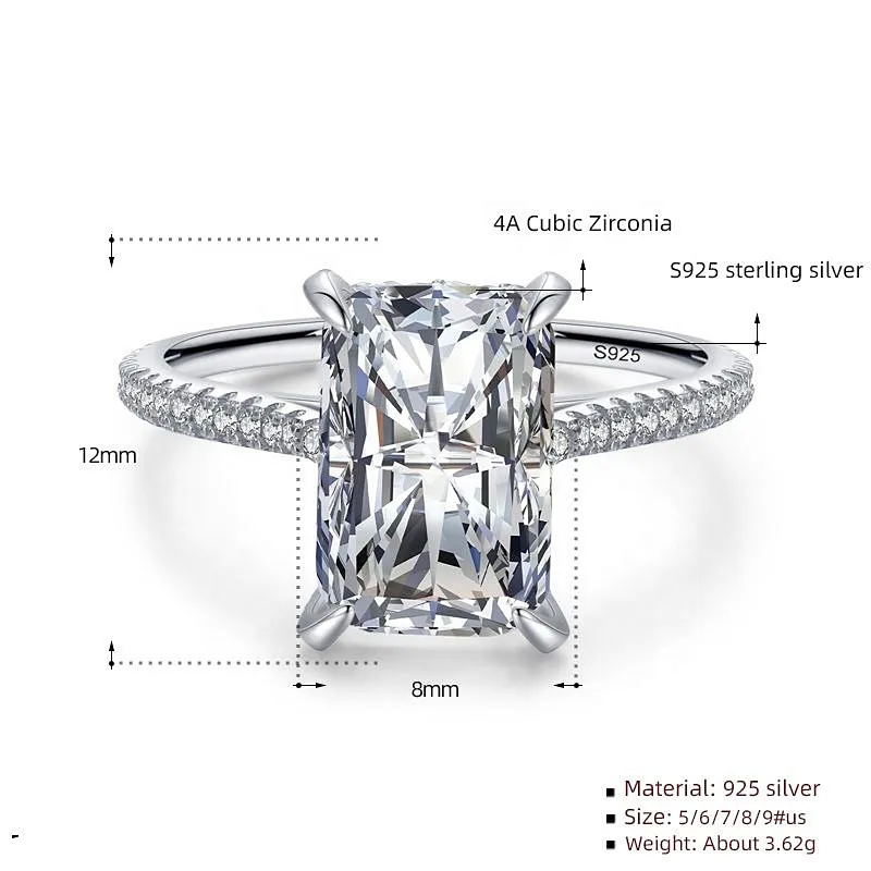 popular fashion jewelry Exclusively Crafted Matte Geometric Rhinestone Square Women's Rings iris fashion jewelry in Premium 925 Sterling Silver gold earrings fashion jewelry