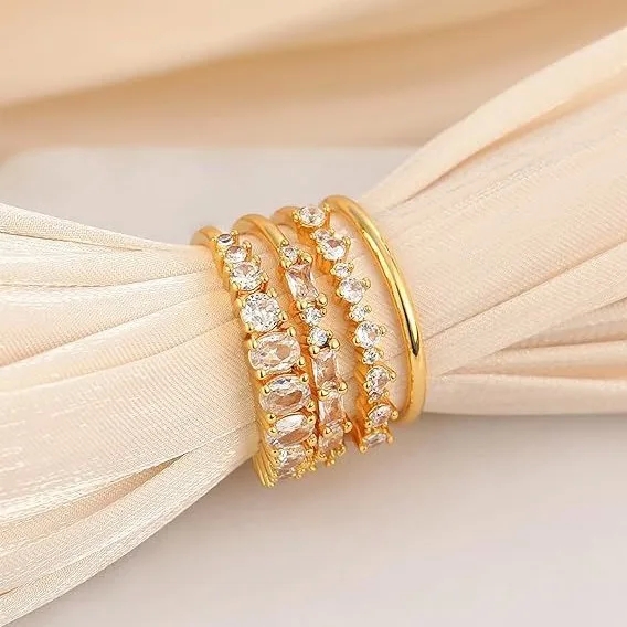 quality fashion jewelry ring Modern Luxury Zircon Diamond Ring Set - Custom-Fit, Delicate & Non-Toxic for pink fashion jewelry Engagement & Anniversary best fashion jewelry websites