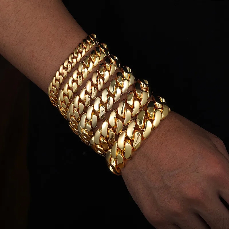 seekers men's jewelry Handmade Vintage Gold-Plated Copper Cuban Bracelet with men necklace qatar Zircon Buckle - Refined Elegance in Stock quality men's jewelry
