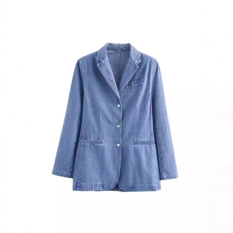 women's clothing nearby Affordable Unique Women's Minimalist Glistening Denim women's clothing express inc Streetwear Single Breasted Jacket women's clothing good quality