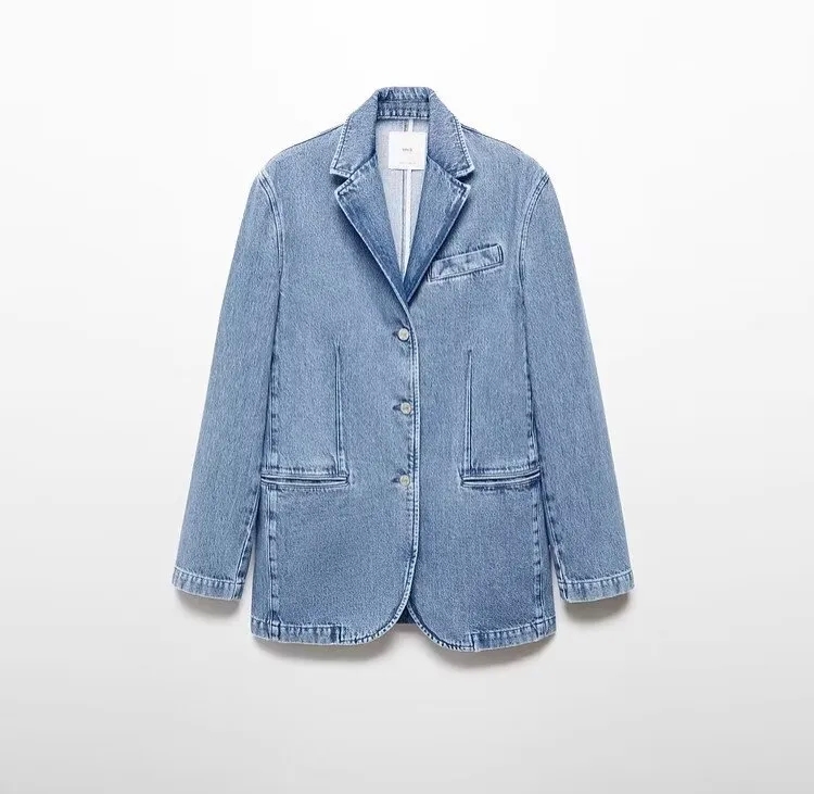 women's clothing upper west side Affordable Unique Women's Minimalist Glistening women's clothing yankton sd Denim Streetwear Single Breasted Jacket women's clothing 33183