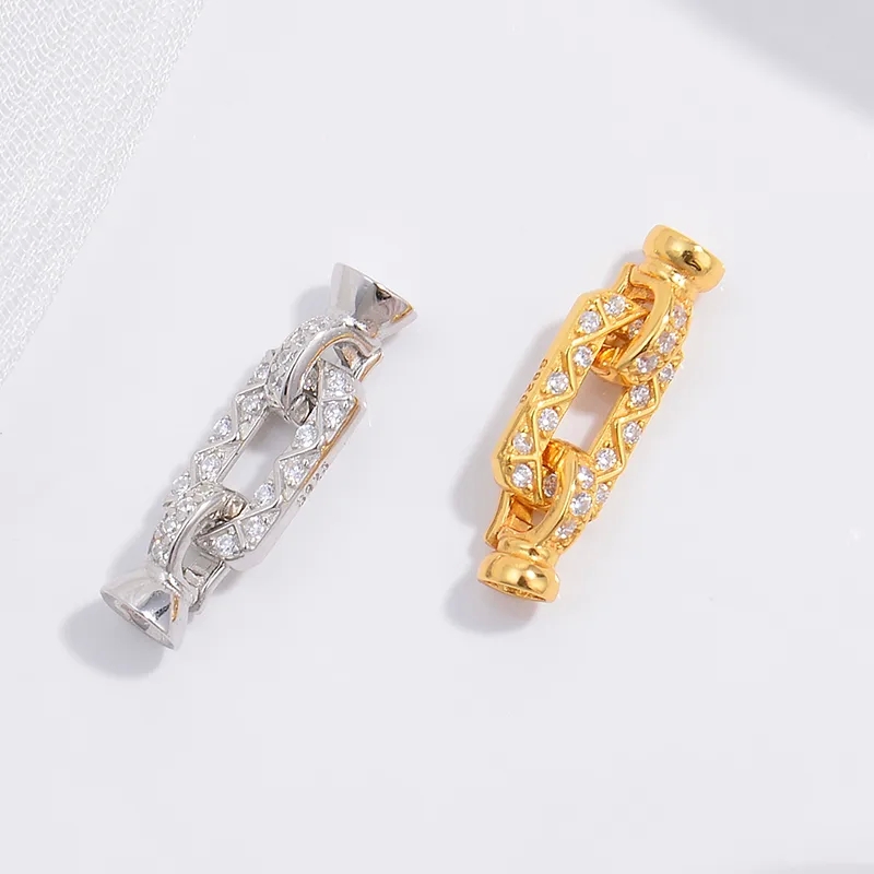 gemstone beads for jewelry making Premium Zircon Geometric Buckle: 22K Gold & Rhodium Plated, Sterling Silver, Skin-Friendly jewelry stores 0 interest Jewelry Accent jewelry making for cord