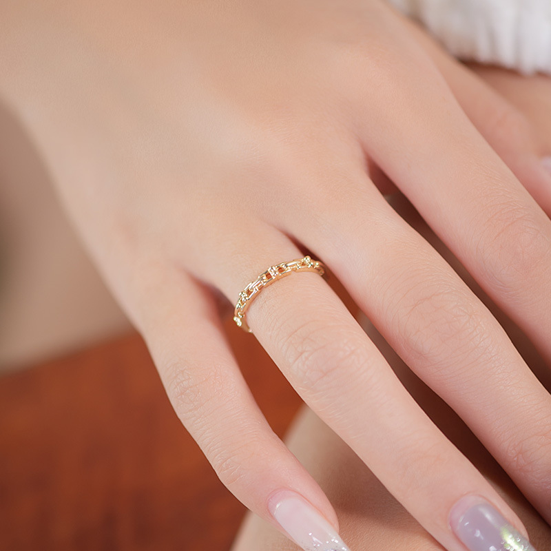 high end catholic jewelry Limited Edition Timeless 14K Gold Matte U-Shape how to make high end jewelry Chain Rings - High-Quality Statement Jewelry high quality dainty jewelry