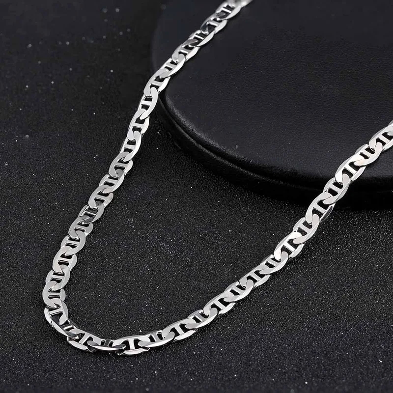 high end emerald jewelry Ethically Chic Glistening 5mm Flat Mariner Chain Necklace high end jewelry for men in Vintage Italian 925 Sterling Silver for All french high end jewelry brands