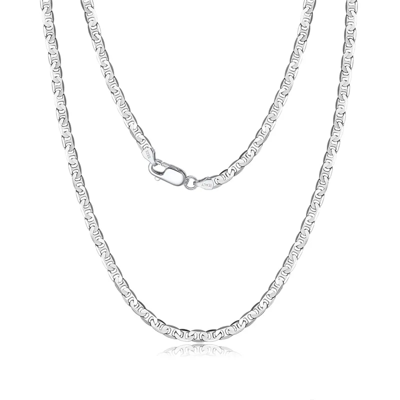 high quality ear jewelry Ethically Chic Glistening 5mm Flat Mariner Chain most high end jewelry brands Necklace in Vintage Italian 925 Sterling Silver for All high end jewelry for little girls