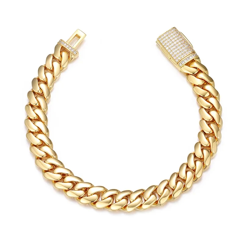 seekers men's jewelry Handmade Vintage Gold-Plated Copper Cuban Bracelet with men jewellery 2024 Zircon Buckle - Refined Elegance in Stock men's japanese jewelry