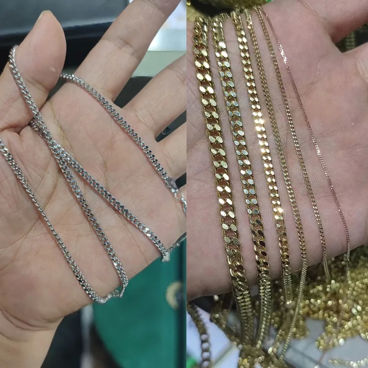 supplier of high end jewelry Lightweight Fine Polished 18K Gold Plated Cuban Link Necklace Solid 925 Silver Daily Wear real high end jewelry Jewelry high end jewelry auction houses