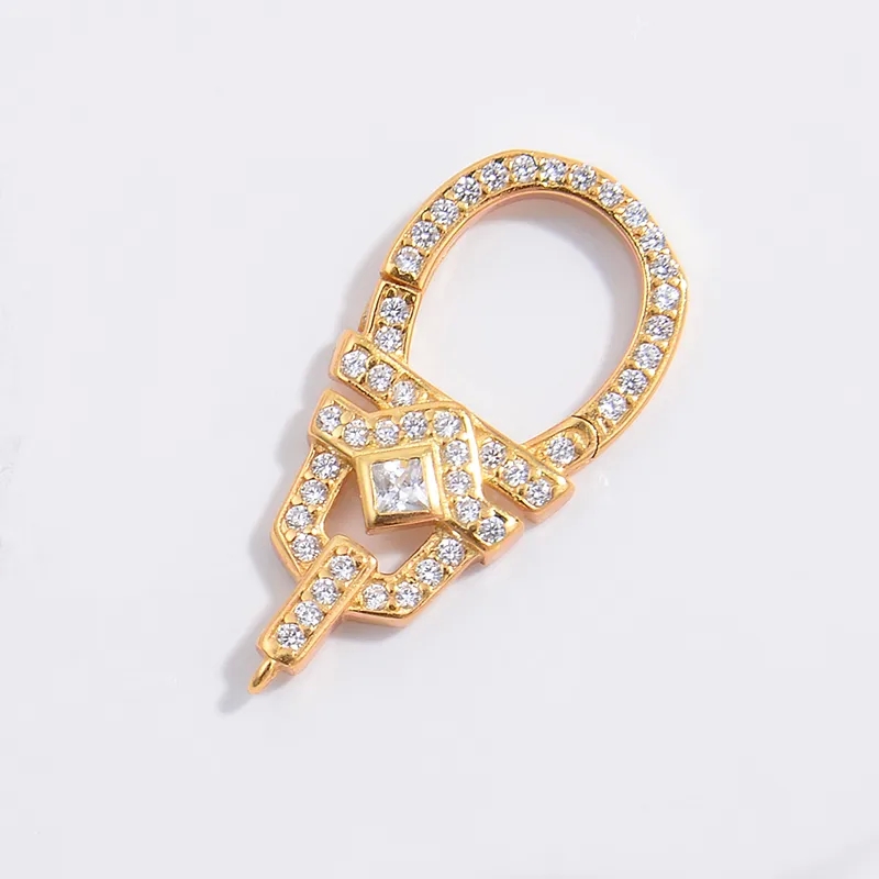 x jewelry mark Premium Zircon Geometric Buckle: 22K Gold & jewelry making dies Rhodium Plated Sterling Silver Skin-Friendly Jewelry Accent freshwater pearls for jewelry making