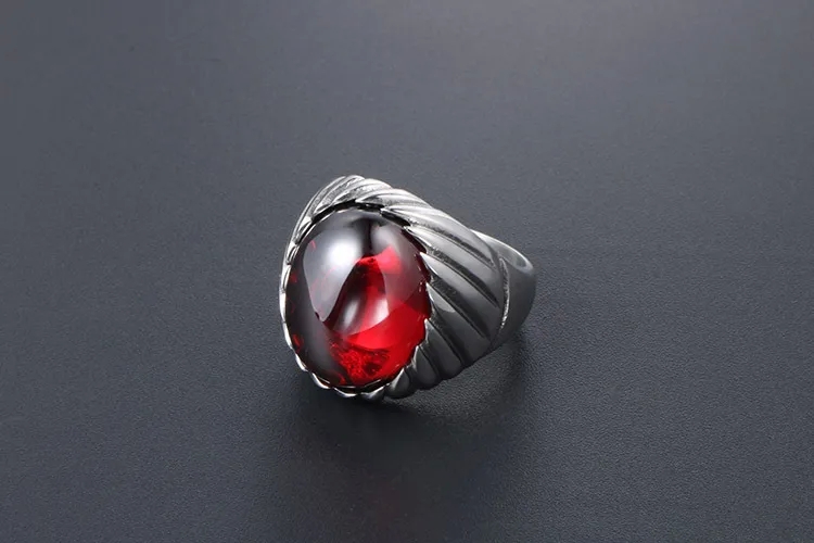 70's disco fashion jewelry Limited Stock: Minimalist Retro Red & Black Agate Titanium Steel Ring - Romantic fashion jewelry florence Style SA718 $5 fashion jewelry
