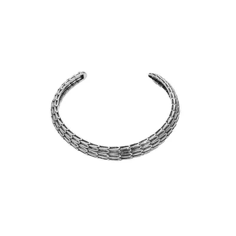 90's fashion jewelry Men's Upcycled Retro Viking Dragon Scale Adjustable Cuff - Classic Sleek Tire Pattern Jewelry pearl fashion jewelry Essential h&r fashion jewelry