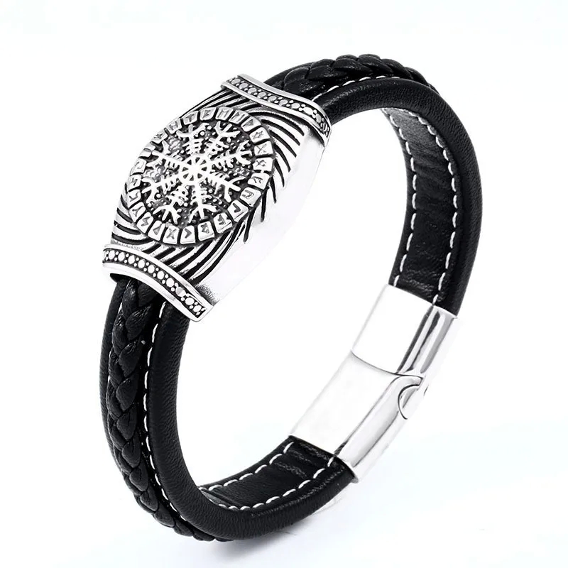 fashion 21 jewelry Handmade Skin-Friendly Viking Odin Leather Bracelet - Exclusive fashion jewelry keychain wholesale Offer on Vintage Nordic Stainless Steel Jewelry quality fashion jewelry brands