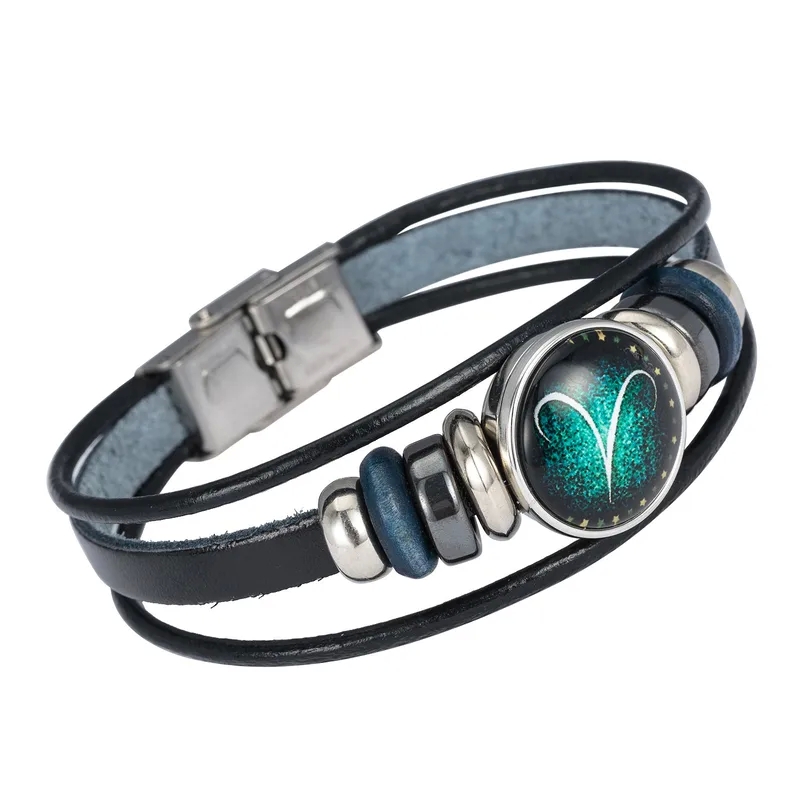 fashion jewelry 2025 Exclusive Luxe DIY Zodiac Cowhide Bracelet fashion jewelry hashtags - Vintage Multi-Layer Design for Men & Women Rare & Discounted fashion jewelry handmade with love
