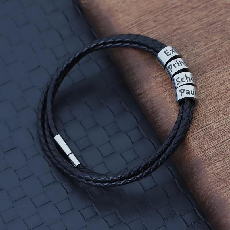 fashion jewelry 80s Customizable Men's Woven Leather Bracelet: Sparkling Eye-Catching Classic for fashion jewelry outlet Father's Day x jewelry