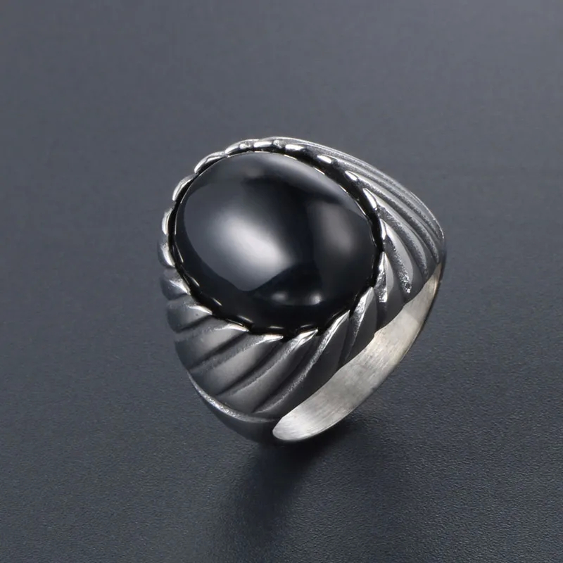 fashion jewelry definition Limited Stock: jewelry fashion trends Minimalist Retro Red & Black Agate Titanium Steel Ring - Romantic Style SA718 silver fashion jewelry