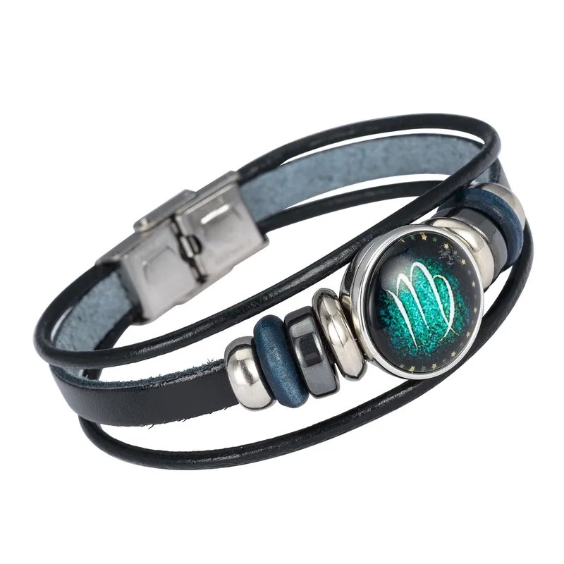 fashion jewelry distribuidor Exclusive Luxe DIY Zodiac Cowhide Bracelet - Vintage Multi-Layer Design for Men & Women, jewelry fashion jewelry store Rare & Discounted fashion jewelry earrings