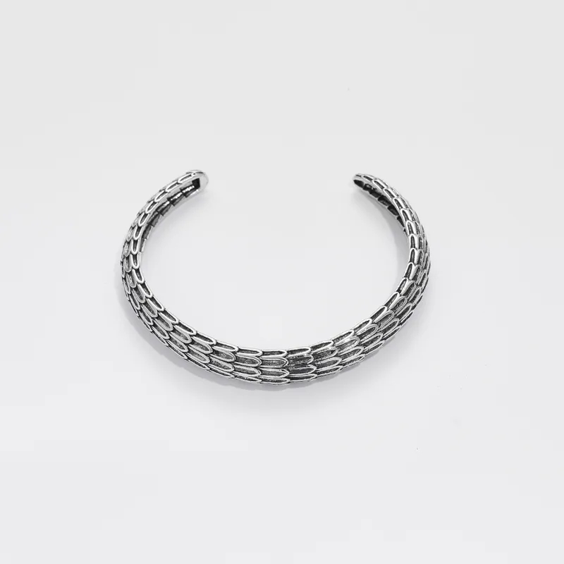 fashion jewelry gold bracelet Men's Upcycled Retro Viking 17km fashion jewelry Dragon Scale Adjustable Cuff - Classic Sleek Tire Pattern Jewelry Essential fashion jewelry earrings