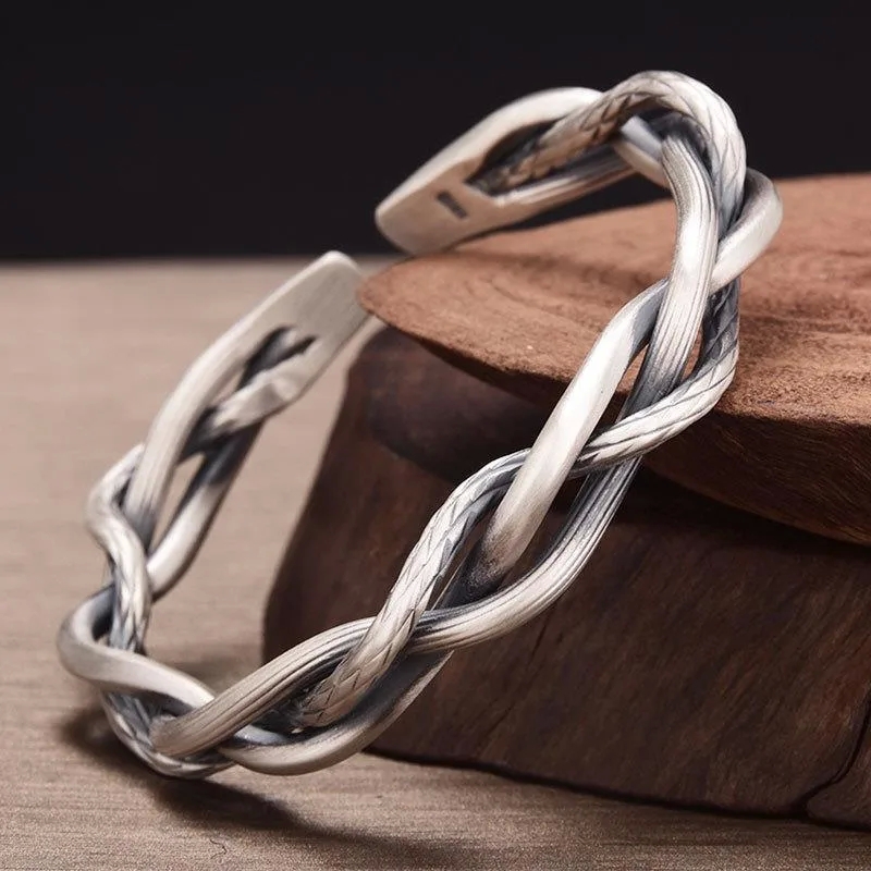 fashion jewelry hermes Boho-Inspired fashion jewelry florence Personalized Copper Silver Twist Geometric Men's Bracelet - Unique Statement Gift Wholesale mi alma fashion jewelry
