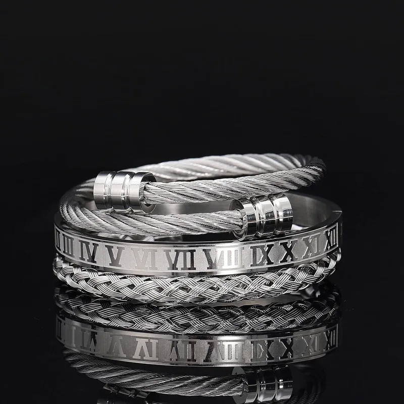 fashion jewelry key pendant Custom Tribal Roman Numerals Titanium Steel Cuff Bracelet - Formal Elegance with Sparkle & 70s fashion costume jewelry Adjustable Fit ear fashion jewelry