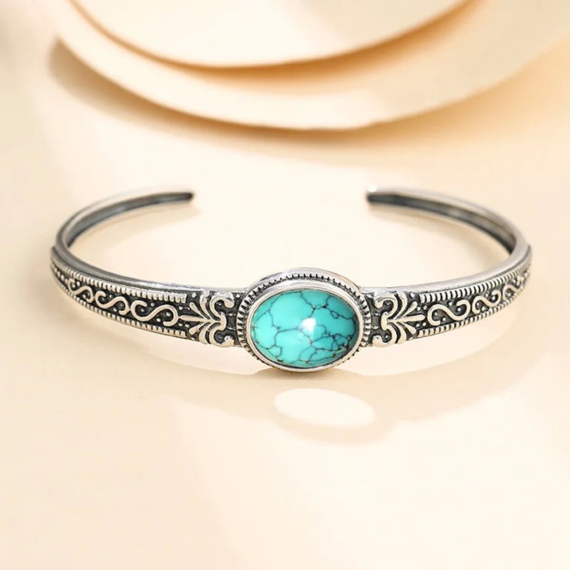 fashion jewelry louis vuitton Eco-Friendly High-End Vintage Silver Turquoise fashion jewelry online Bracelet - Bold & Playful Design for Men and Women old money fashion jewelry