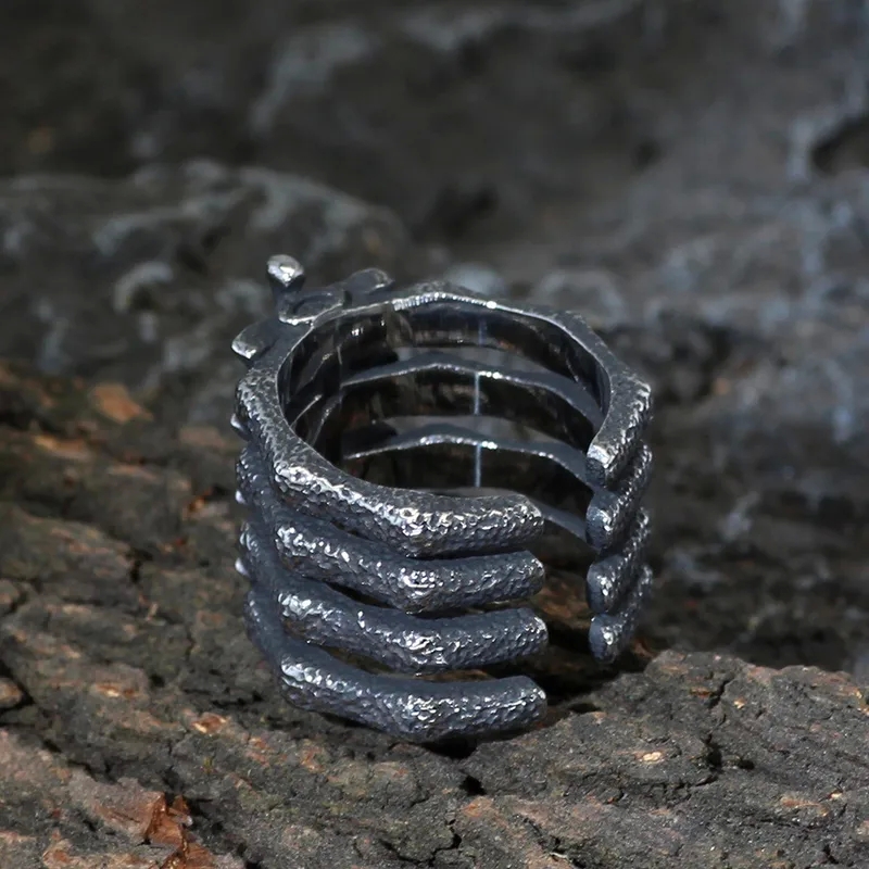 fashion jewelry manufacturers india Artisanal Lightweight Men's Titanium mens 80s fashion jewelry Skull Frame Ring - Glamorous Distressed Stainless Steel Design indian fashion jewelry online usa
