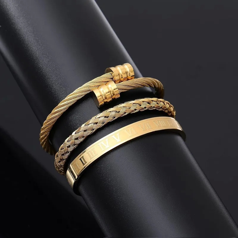 fashion jewelry necklaces Custom Tribal Roman Numerals Titanium Steel Cuff Bracelet - Formal Elegance with Sparkle & Adjustable oc fashion jewelry inc Fit best place to buy fashion jewelry