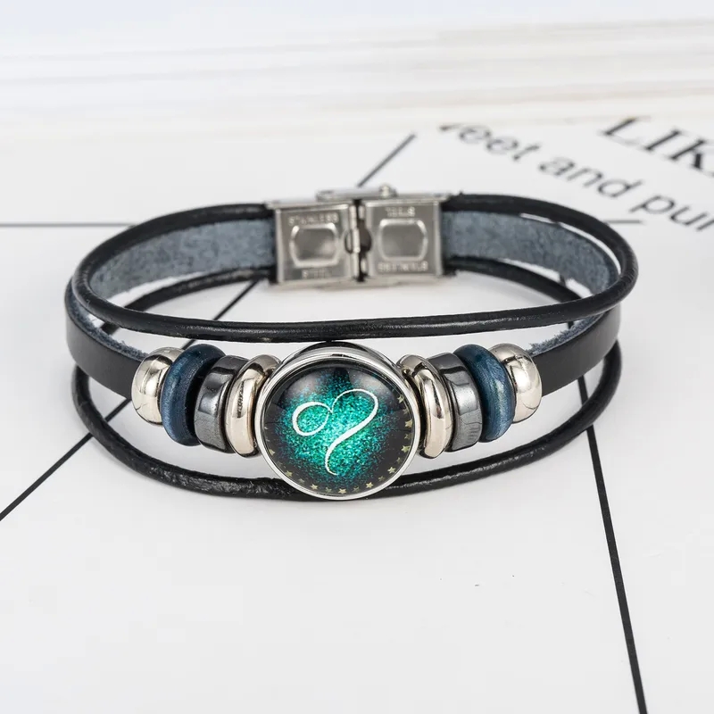 fashion jewelry online shopping Exclusive Luxe DIY Zodiac fashion jewelry company Cowhide Bracelet - Vintage Multi-Layer Design for Men & Women Rare & Discounted costume jewelry 1920s