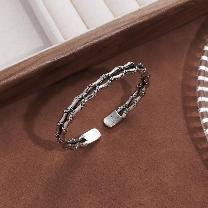 fashion jewelry rental Men's Stylish Double Layer Open Bamboo Bracelet - Organic Personalized 80 fashion trends jewelry Retro Party Wear Accessory fashion jewelry 925 silver post