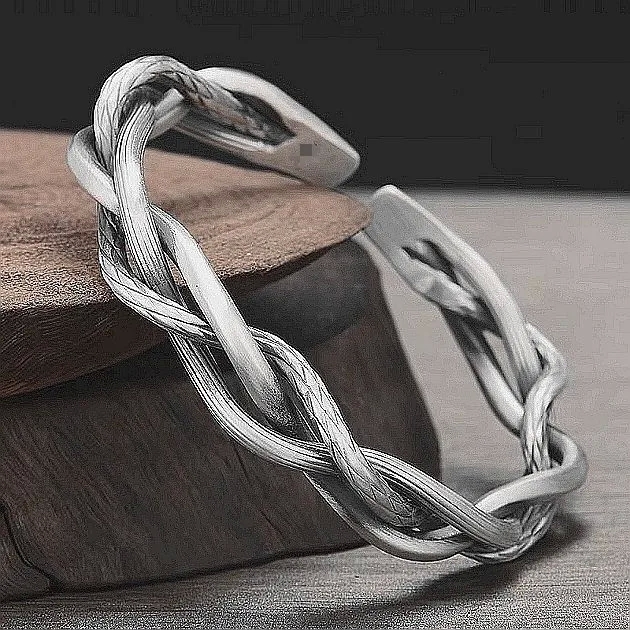 fashion jewelry sp. z o.o Boho-Inspired Personalized Copper Silver Twist Geometric Men's Bracelet - dia fashion jewelry Unique Statement Gift Wholesale fashion jewelry greece