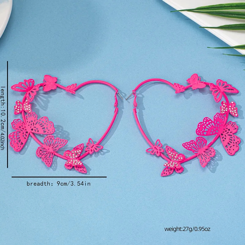 fashion jewelry tarnish Eco-Friendly Y2K Heart fashion jewelry hsn code Butterfly Alloy Earrings - Edgy Streetwear for Festivals jewelry cleaner for fashion jewelry