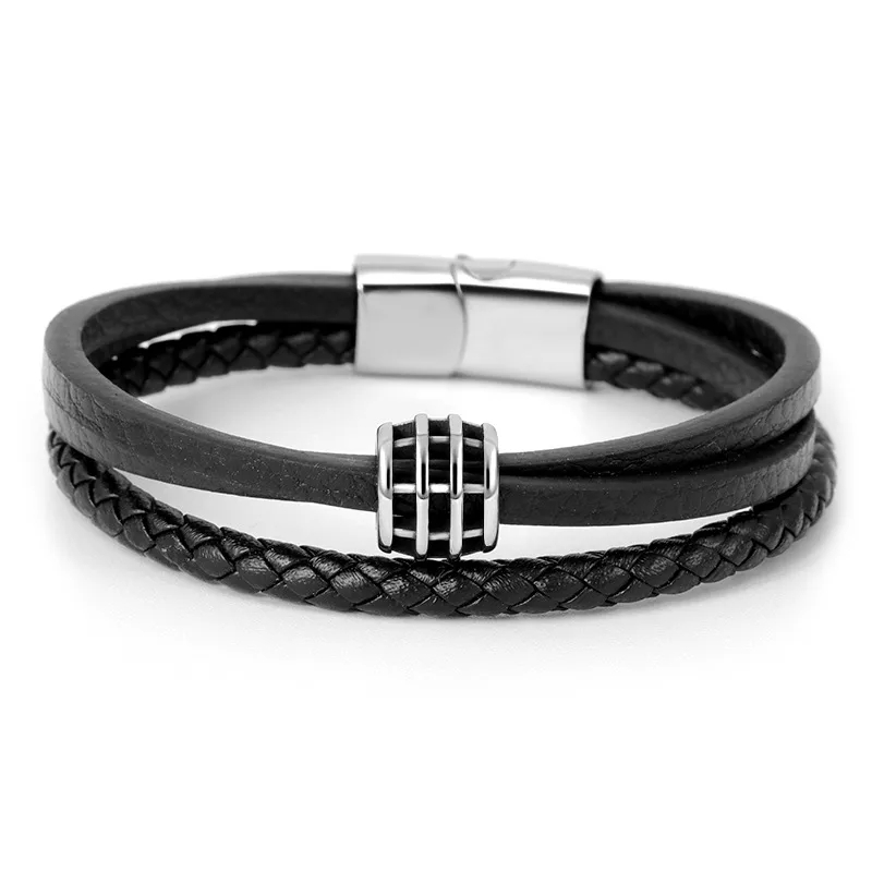 fashion jewelry tarnish Exclusive Custom Men's Titanium-Steel & Leather Bracelet - Classic fashion jewelry on harwin Branded Design with Magnetic Buckle fashion jewelry vendors