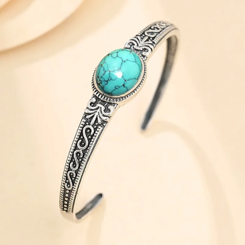 fashion nova jewelry quality Eco-Friendly High-End Vintage Silver Turquoise Bracelet - fashion jewelry images Bold & Playful Design for Men and Women qingdao fashion jewelry co. ltd
