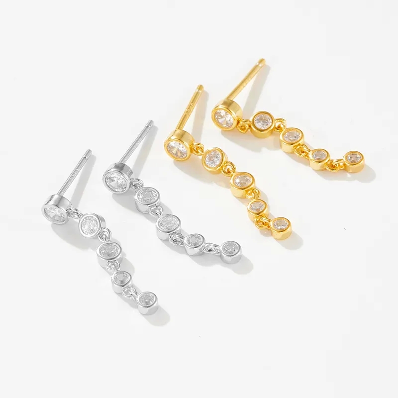 high-end punk jewelry Boho-Inspired Weatherproof 18K Gold Plated tiffany high end jewelry 925 Sterling Silver Zircon Geometric Drop Earrings for Everyday Use trendy high end jewelry