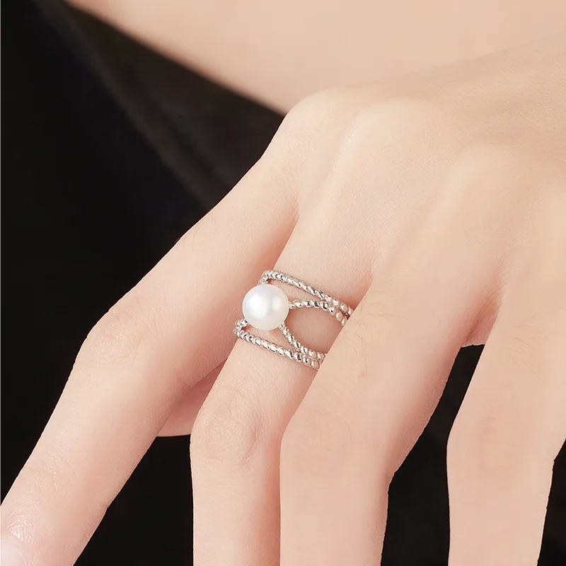 high end wood jewelry box Romantic Vintage Boho Sparkle Geometric Open Rings in White gucci high end jewelry Gold Plated 925 Sterling Silver with Pearls high end japanese jewelry brands