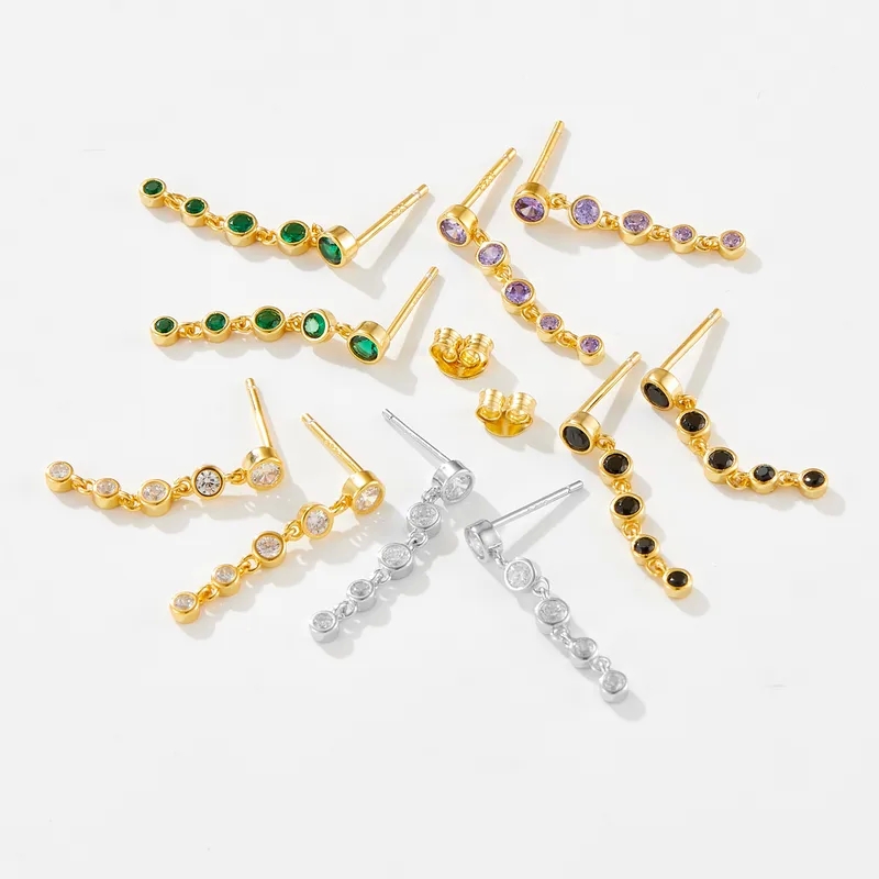 high end zodiac jewelry Boho-Inspired Weatherproof 18K Gold Plated real high end jewelry 925 Sterling Silver Zircon Geometric Drop Earrings for Everyday Use high end jewelry insurance
