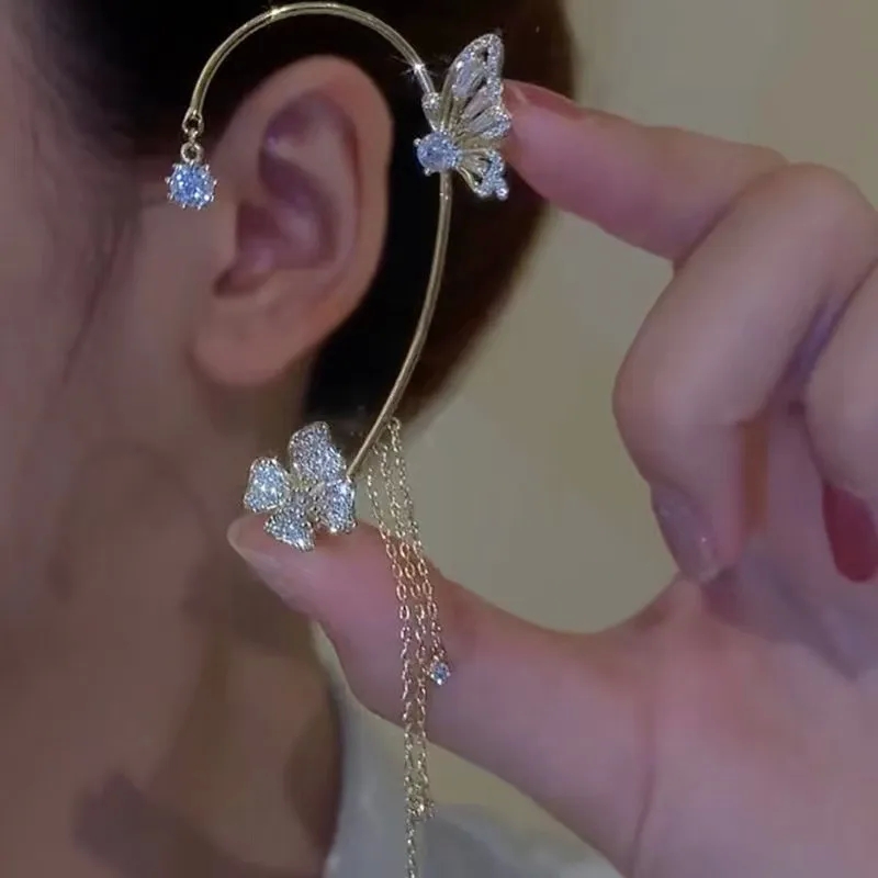 jewelry fashion 2023 Elegant Recycled fashion jewelry stores near me Tassel Earrings: Super Flash Diamond Butterfly & Flowers, No Earholes Classic Design fashion jewelry under 5 dollars