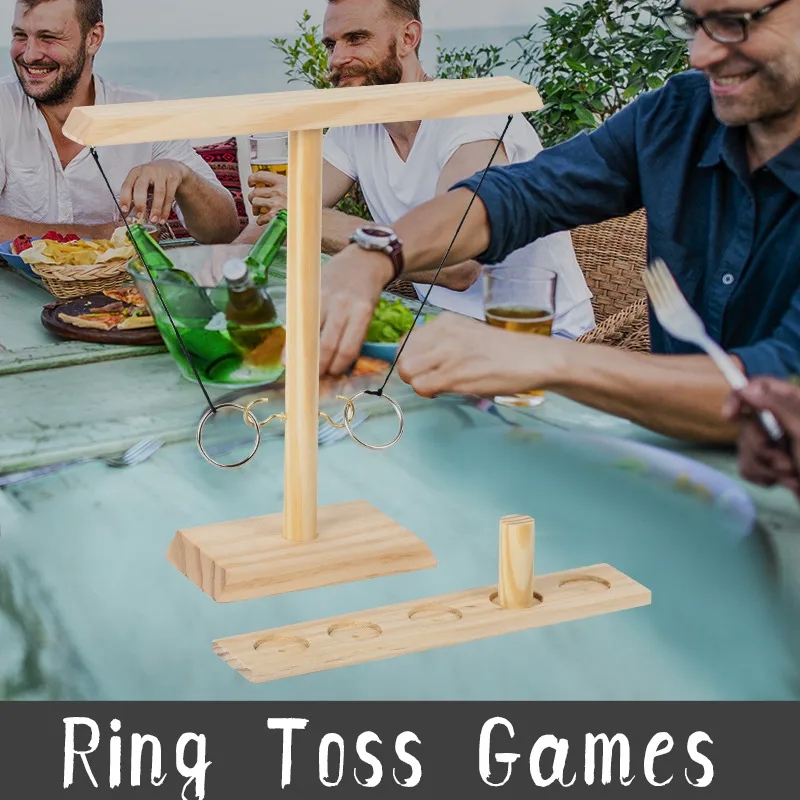 panco baby kids Hand-Engraved Wooden Hook and Ring Toss Game - baby boys clothes sale Matte Finish Two-Player Table Toy for Fashionable Wine Tables sentral baby kids