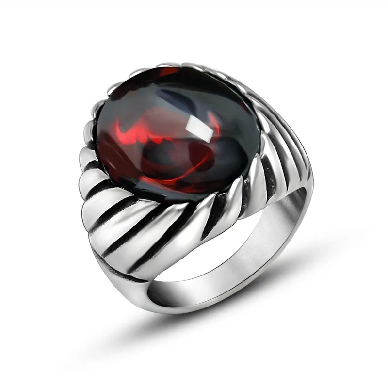 rose gold fashion jewelry Limited fashion jewelry ebay Stock: Minimalist Retro Red & Black Agate Titanium Steel Ring - Romantic Style SA718 viennois fashion jewelry company limited