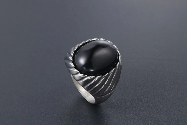 shein fashion jewelry Limited Stock: Minimalist Retro Red & Black Agate Titanium Steel Ring - xing fashion jewelry online shopping Romantic Style SA718 fashion jewelry manufacturers india