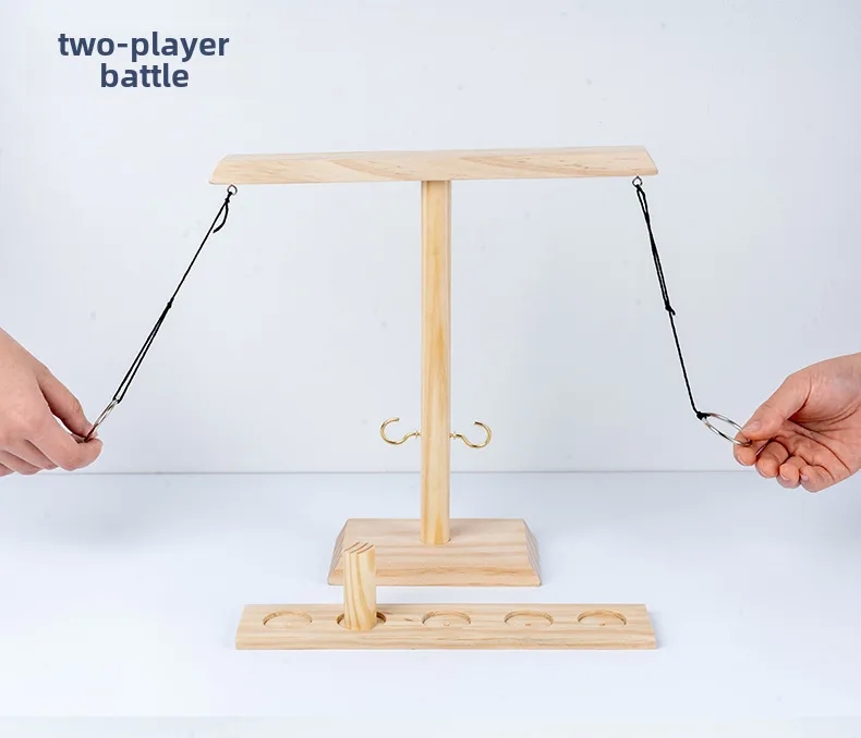 xing chuan trading(baby & kids shop) Hand-Engraved Wooden Hook and Ring Toss Game - Matte Finish Two-Player Table baby hug kids wear Toy for Fashionable Wine Tables cravings maternity-baby-kids