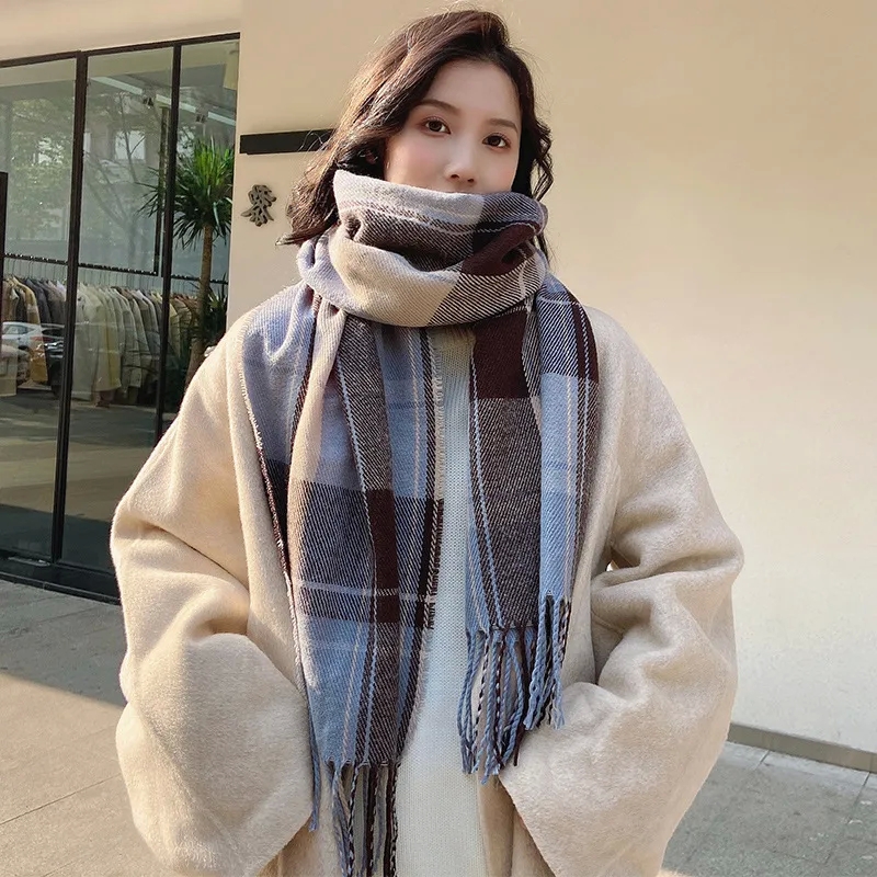 Exclusive Korean-Style Imitation Cashmere Plaid Scarf - Elegant Winter Shawl for Couples & Students