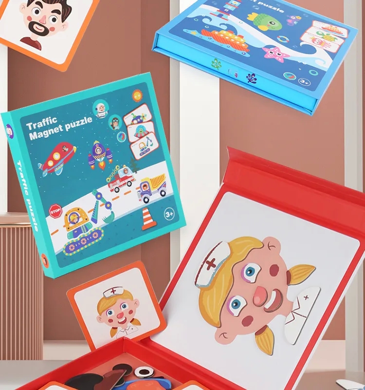 baby baby kids Vintage Wooden Magnetic Puzzle Set for Kids 3-6 - Polished, Waterproof, Antique care plus baby & kids insect repellent Charm Dress-Up Gift Box baby blue 8s