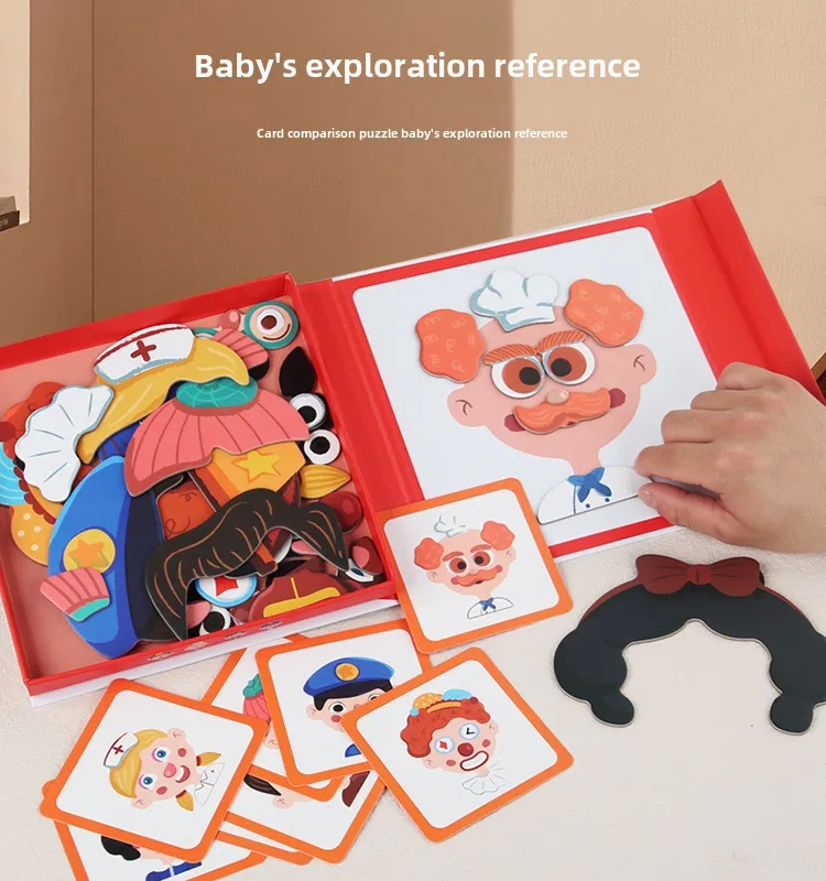 baby kids hair style Vintage baby reindeer kids in mind Wooden Magnetic Puzzle Set for Kids 3-6 - Polished, Waterproof, Antique Charm Dress-Up Gift Box joy baby kids